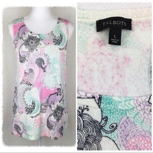 Talbots Linen Cotton Blend Floral Print Tank Top